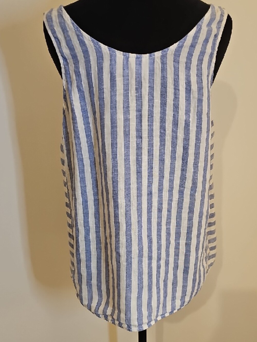 Nicole Miller Blue & White Vertical Stripe Linen Tank - Picture 2 of 6